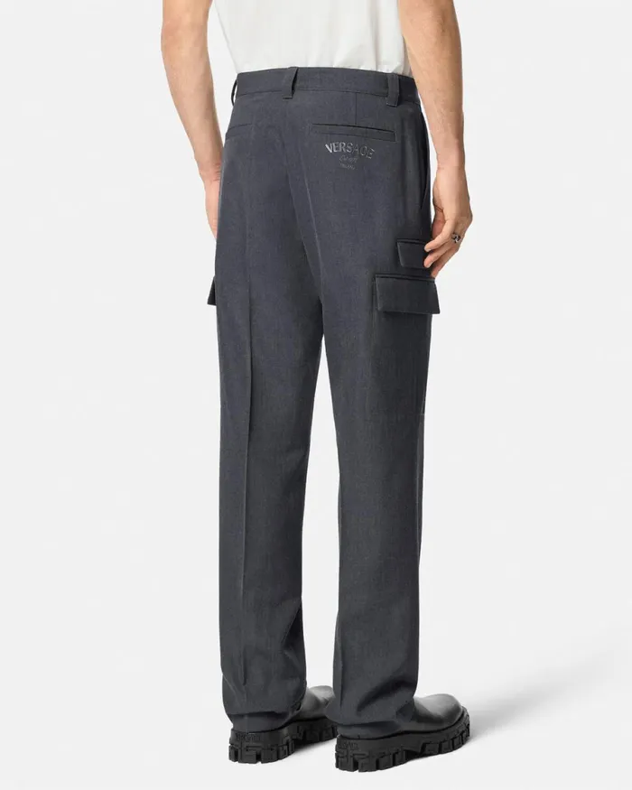 Versace Wool Cargo Trousers Gray Men Pants and Shorts