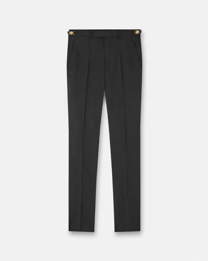 Versace Wool Formal Pants Black Men Blazers and Suits