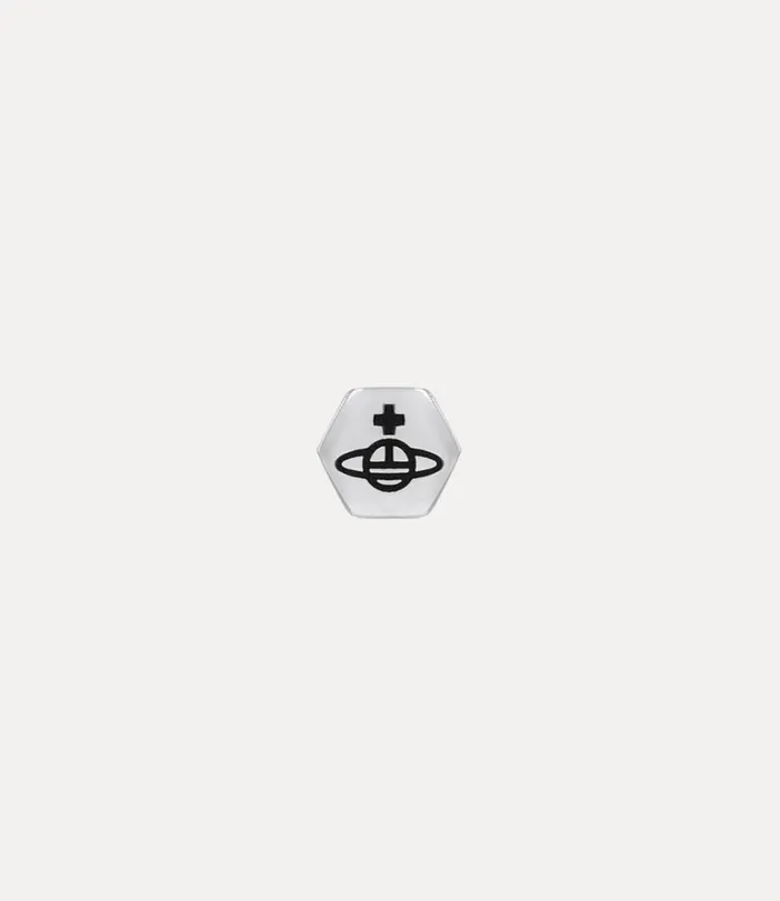 Vivienne Westwood Earrings MenWomen Adel Single Stud Earring Platinum Black Enamel
