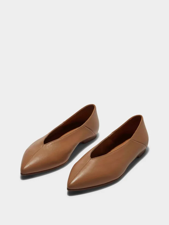 Women Aeyde MOA Hazelnut Pointed Toe Flat Aeyde Flats