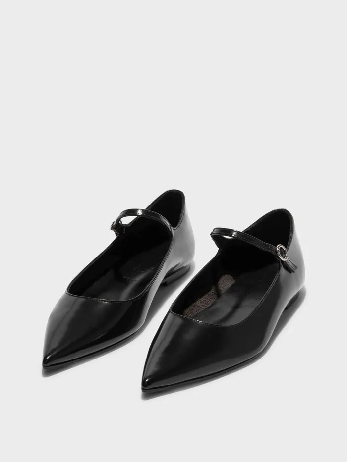 Women Cleo Polished Leather MaryJane Ballet Flats Aeyde Flats