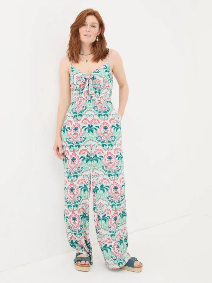 Women Jumpsuits and Playsuits Fat Face Aurora Green Mirrored Paisley Jumpsuit