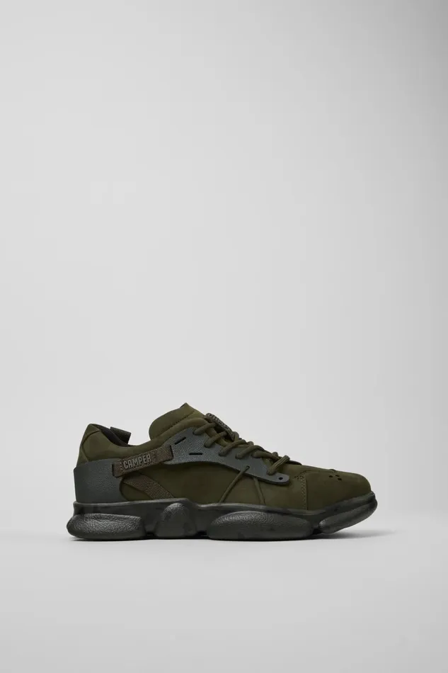Women Karst Green Nubuck And Textile Sneakers Camper Sneakers