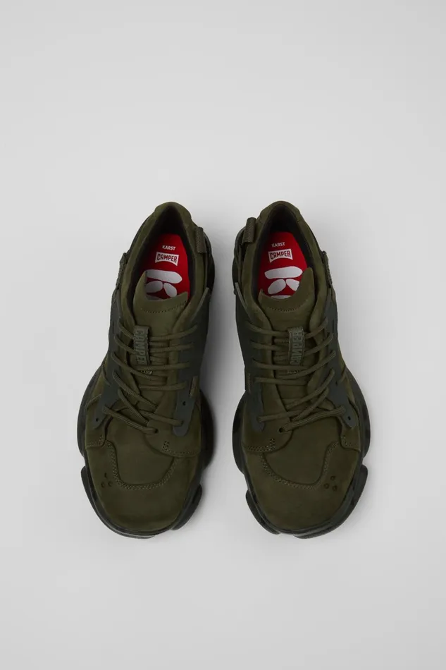 Women Karst Green Nubuck And Textile Sneakers Camper Sneakers