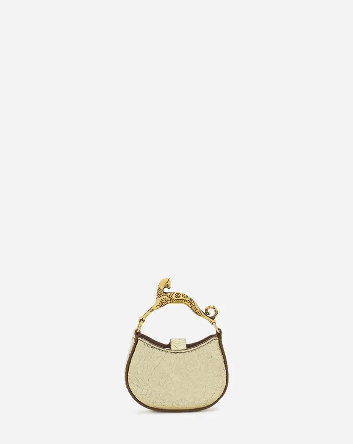 Women Lanvin Wallets and Small Leather Goods Micro Hobo Cat Charm Bag In Crackled Metallic Leather Gold Women Lanvin Wallets and Small Leather Goods Micro Hobo Cat Charm Bag In Crackled Metallic Leather Gold