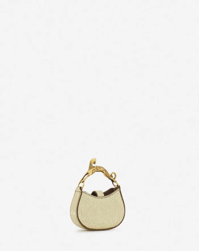 Women Lanvin Wallets and Small Leather Goods Micro Hobo Cat Charm Bag In Crackled Metallic Leather Gold Women Lanvin Wallets and Small Leather Goods Micro Hobo Cat Charm Bag In Crackled Metallic Leather Gold
