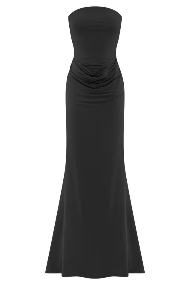 Women Meshki Dresses Madison Strapless Slinky Maxi Dress 8211 Black