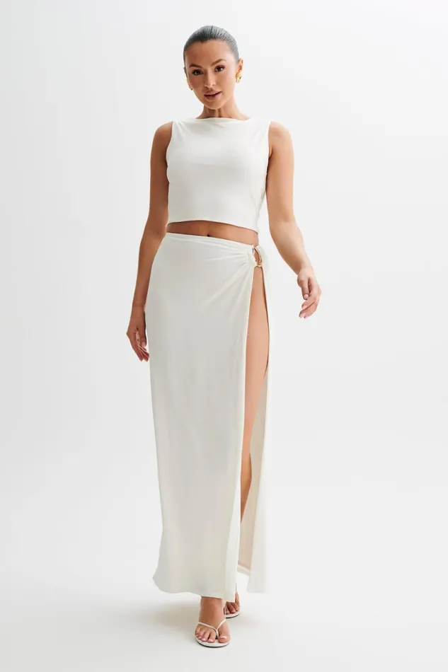 Women Meshki Dresses Suri Slinky Maxi Skirt With Gold Hardware 8211 White
