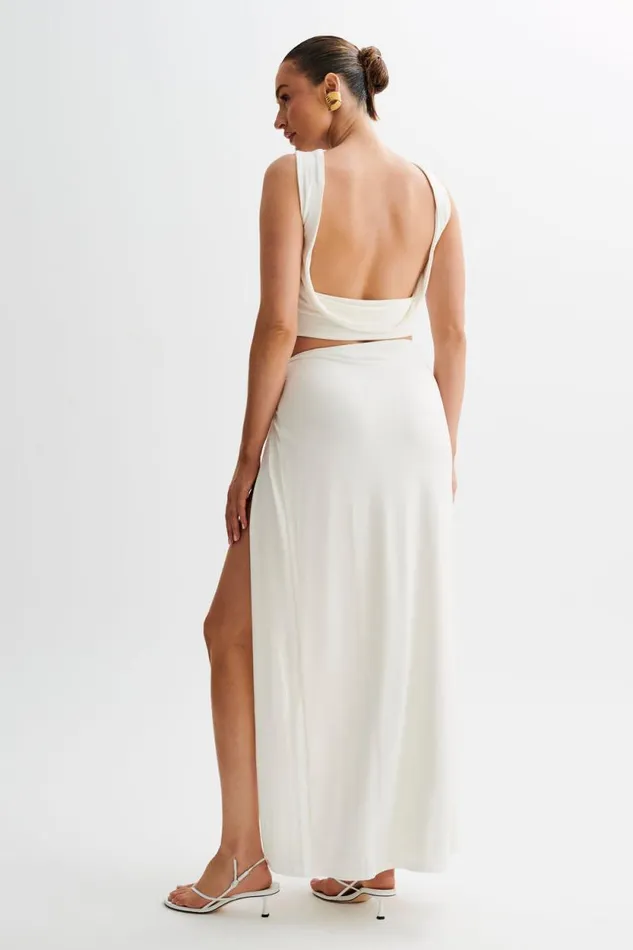 Women Meshki Dresses Suri Slinky Maxi Skirt With Gold Hardware 8211 White