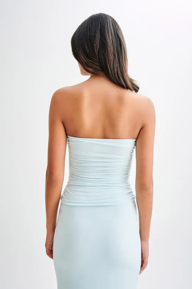 Women Meshki Tops Winslet Strapless Slinky Longline Top With Shell Hardware 8211 Sky Blue