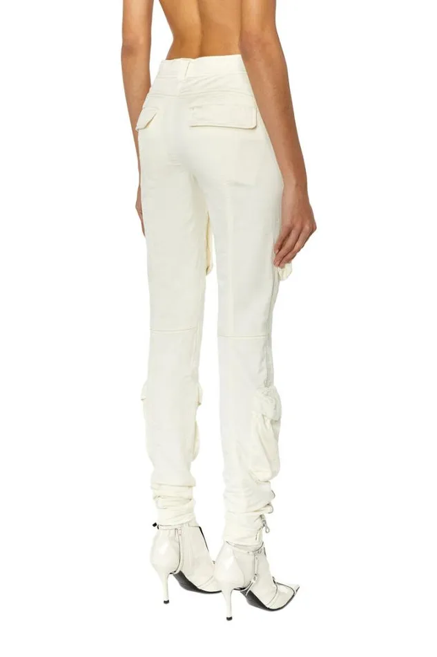 Women PLan White Diesel Trousers And Shorts Women PLan White Diesel Trousers And Shorts