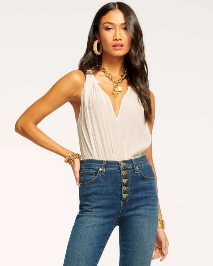 Women Piper VNeck Tank Top Black Ramy Brook Tops