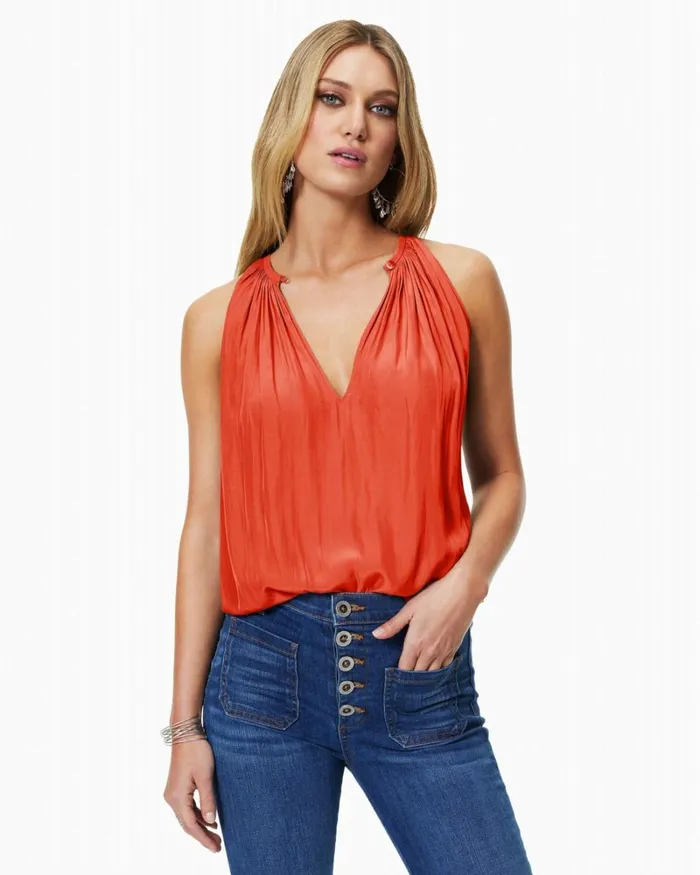 Women Piper VNeck Tank Top Black Ramy Brook Tops