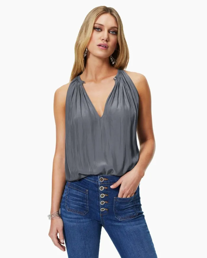 Women Piper VNeck Tank Top Black Ramy Brook Tops