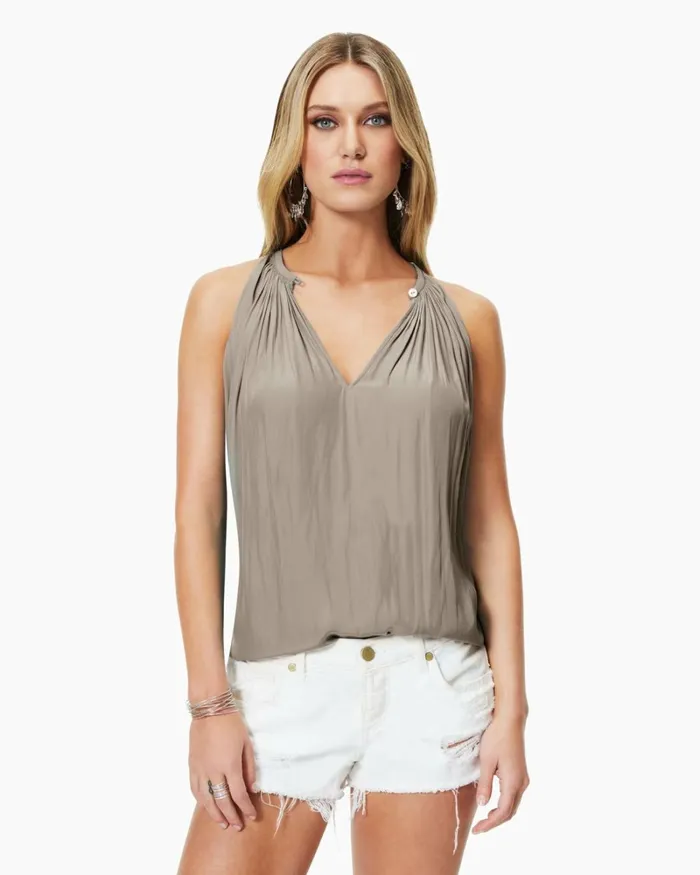 Women Piper VNeck Tank Top Black Ramy Brook Tops