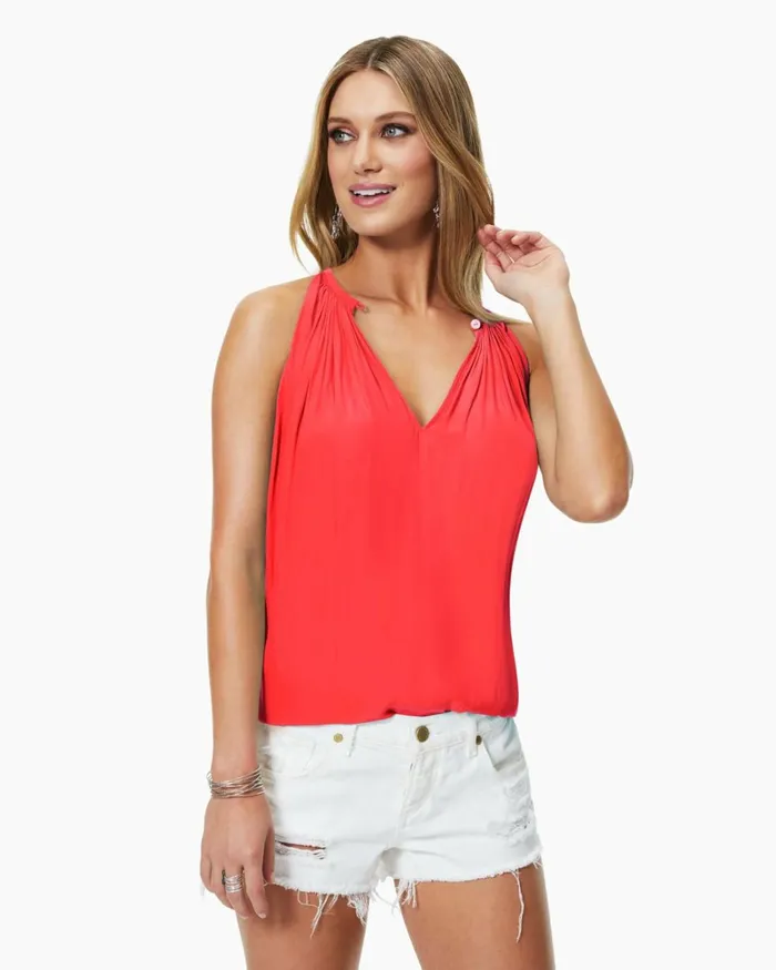 Women Piper VNeck Tank Top Black Ramy Brook Tops