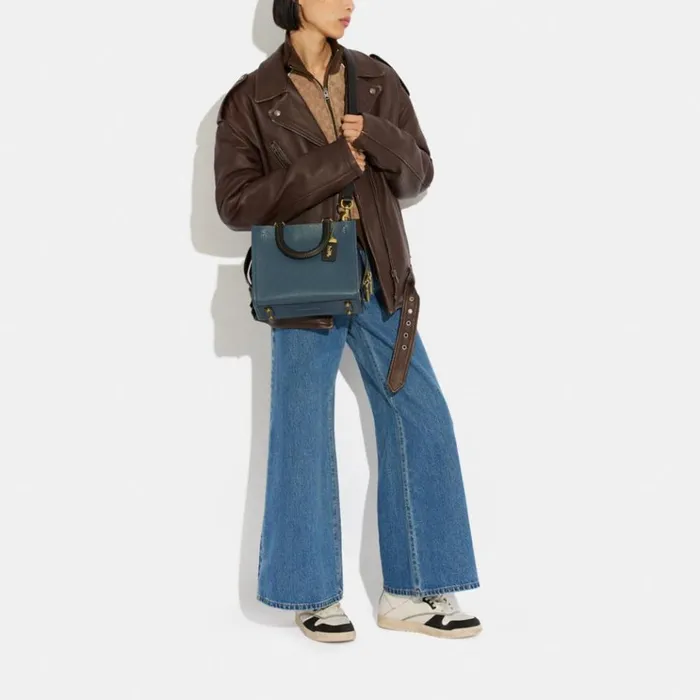 Women Satchels and Top Handles Coach Rogue 25 In Regenerative Leather Brassdark Denim Multi