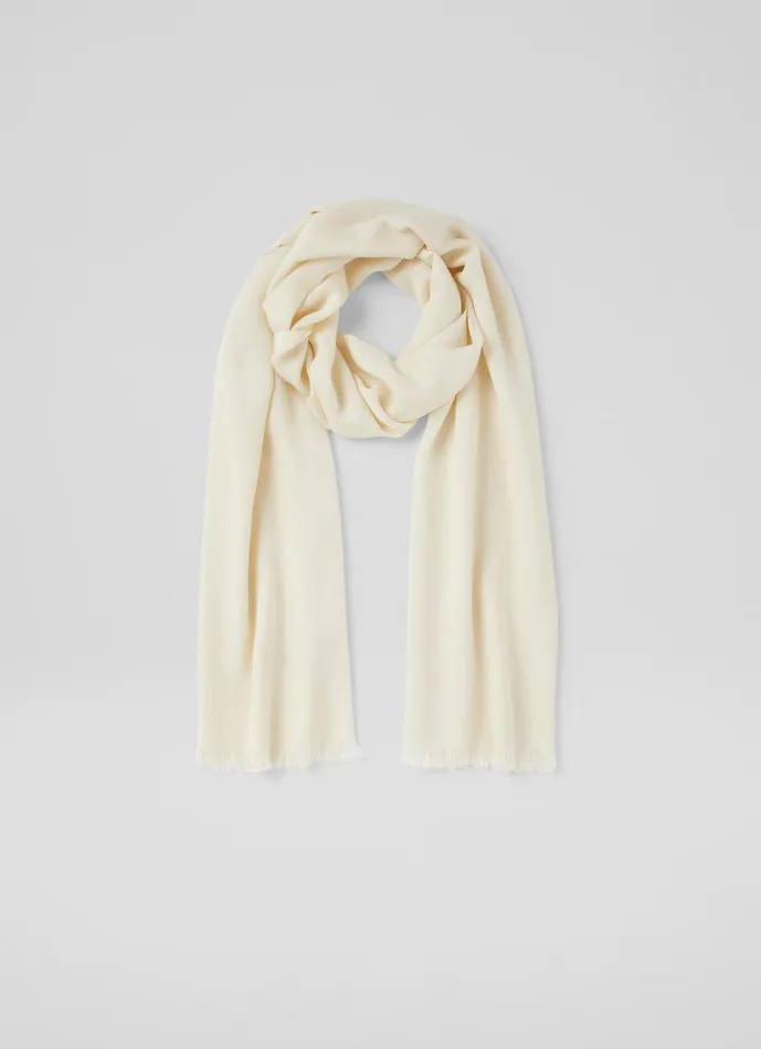 Women Scarves and Wraps LKBennett Sutton Cream ModalWool Blend Scarf Women Scarves and Wraps LKBennett Sutton Cream ModalWool Blend Scarf