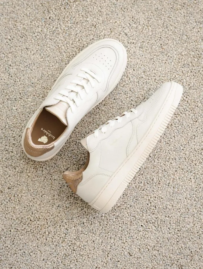 Women Sneakers Bobbies Scott Off White and Sepia Gold